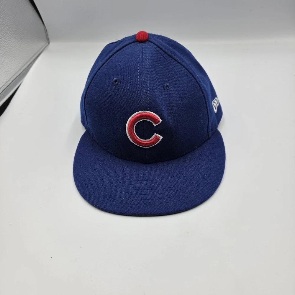 Chicago Cubs New Era Fitted Hat Sz 7 On Field MLB 59FIFTY 5950 Blue USA